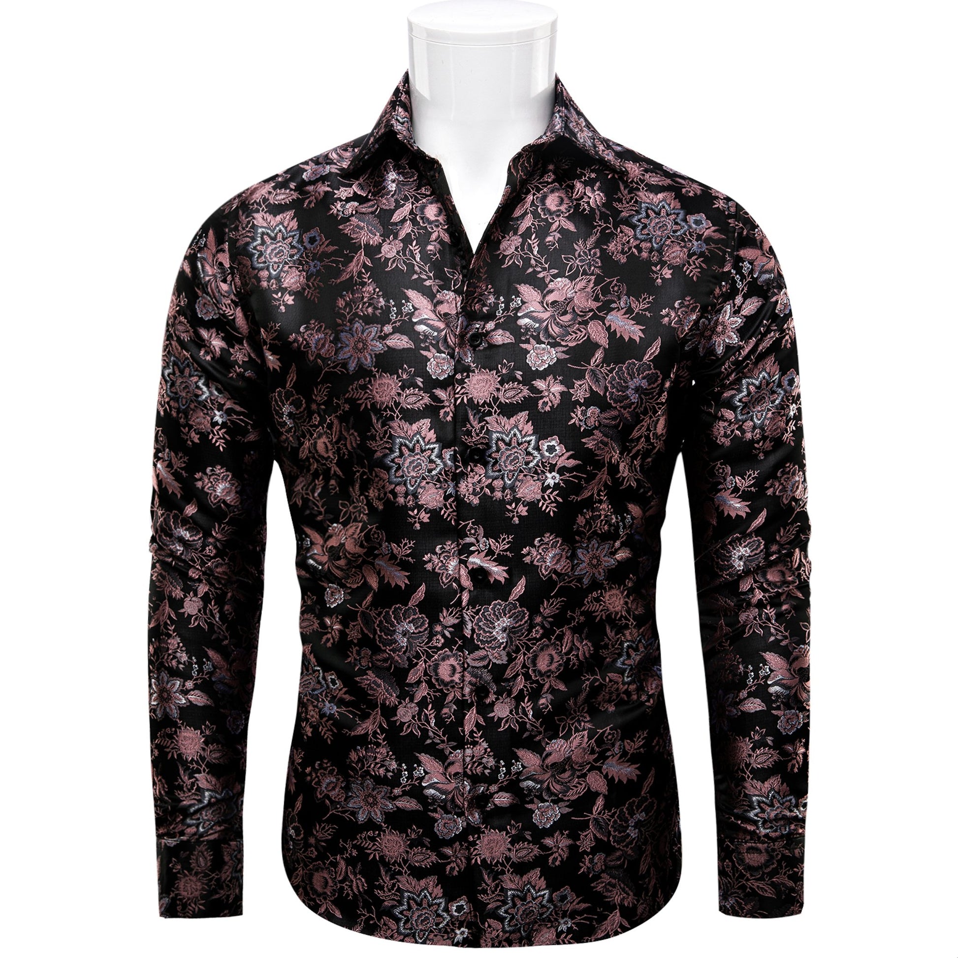 Maroon Black Flower Men's Shirt - CY - 9008 - SimonVon Shop