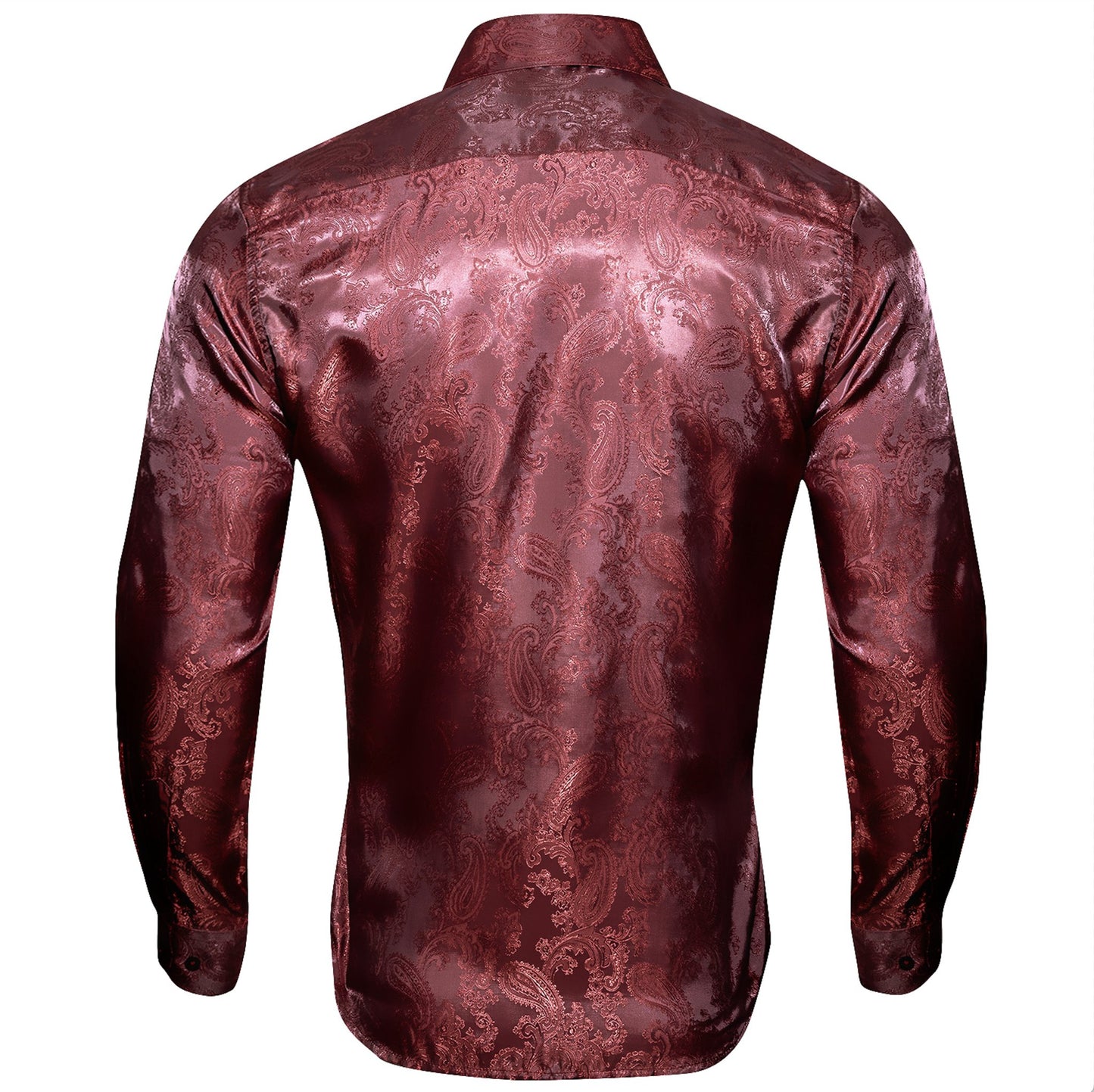 Maroon Paisley Men's Silk Long Sleeves Shirt - CY - 0090 - SimonVon Shop