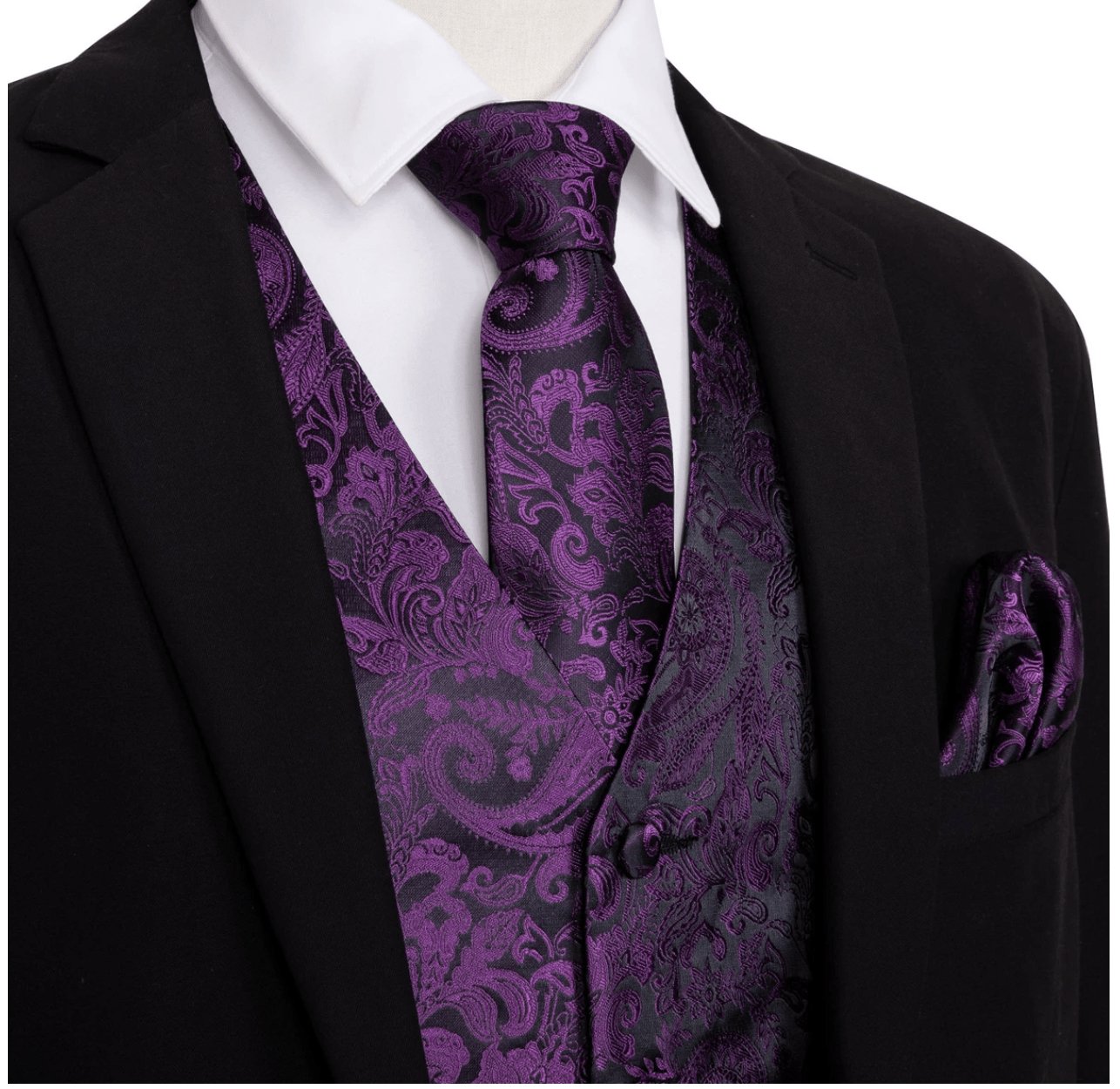 Men's 4pc Waistcoat Vest Necktie Pocket Square Cufflinks Set - MJ - 2020 - SimonVon Shop
