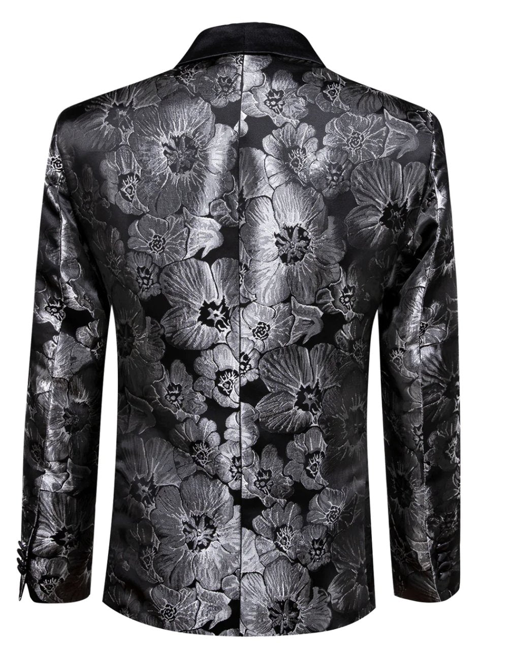 Men's Dress Party Black Floral Suit Jacket Slim One Button Stylish Blazer - XX - 0040 - SimonVon Shop
