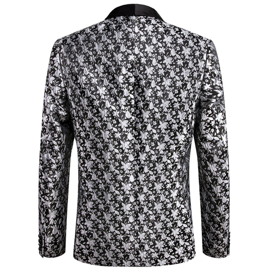 Men's Dress Party Black White Suit Jacket Slim One Button Stylish Blazer XX - 1018 - SimonVon Shop