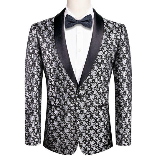 Men's Dress Party Black White Suit Jacket Slim One Button Stylish Blazer XX - 1018 - SimonVon Shop