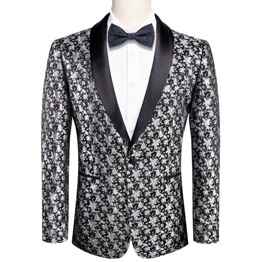 Men's Dress Party Black White Suit Jacket Slim One Button Stylish Blazer XX - 1018 - SimonVon Shop