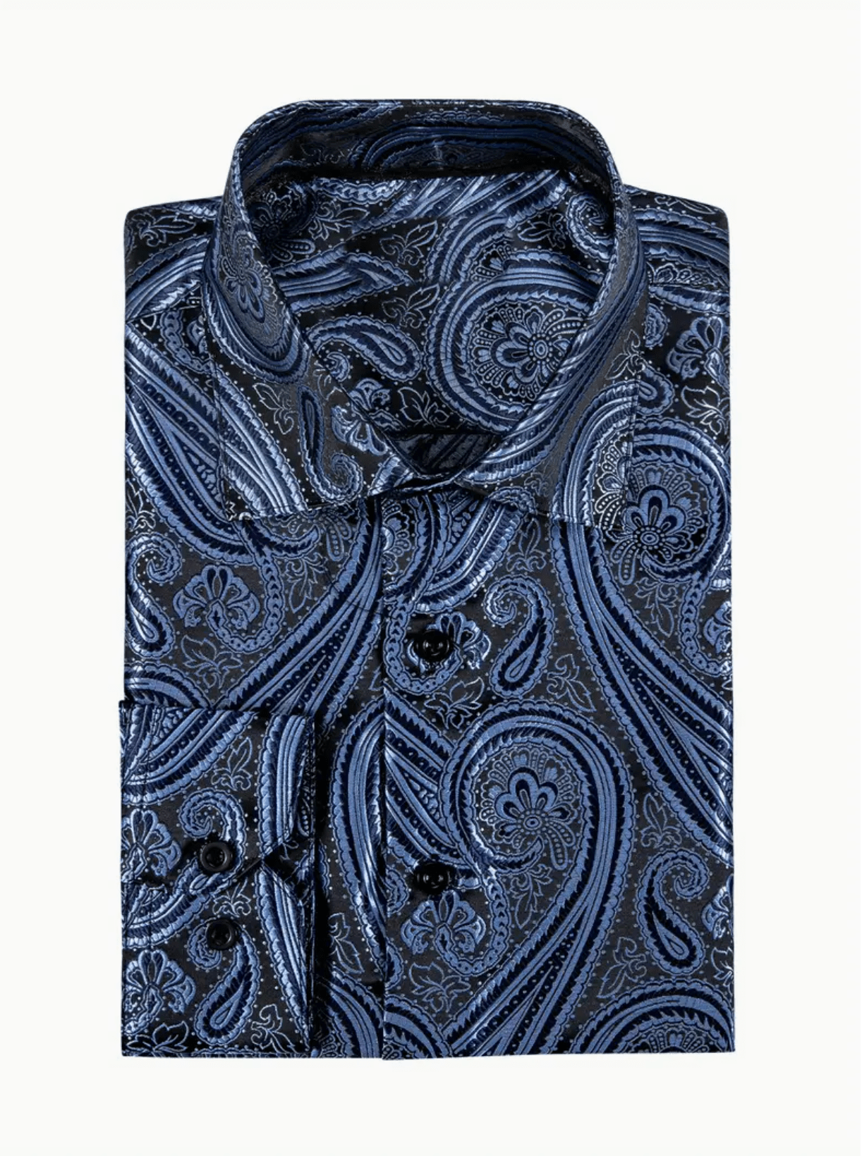 Mens Paisley Shirt Men's Dress Shirts - Elegant Plus Size Men's Tuxedo Shirt, Lapel Collar, Button Closure, Regular Fit - 100% Polyester, Non - Stretch, Smooth Fabric, 200g/m² - SimonVon Shop