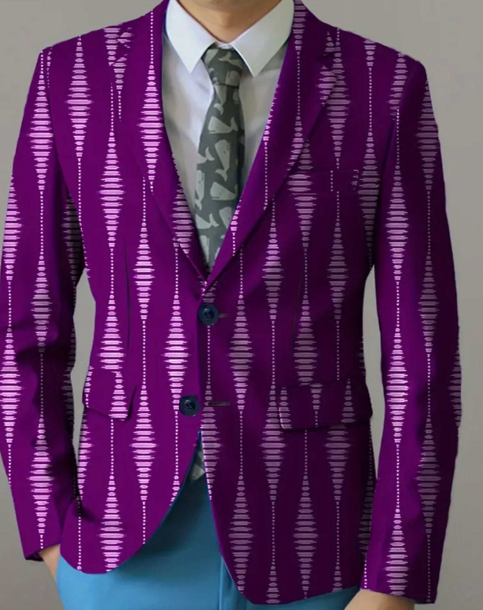 Men's Slim Fit Fashion Long Sleeves Blazer With Geometric Pattern Print-FP367546 - SimonVon Shop