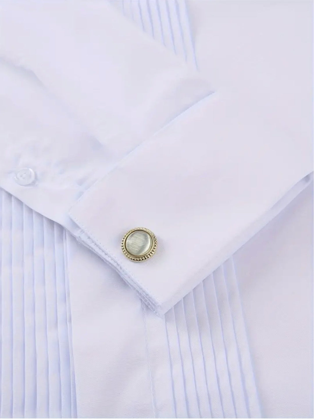 Men's Solid Colour Turndown Collar Dress Shirt For Banquet Wedding Bridesman With Two Ties (One Black And One Red) And With Random Cufflinks - YK37622 - SimonVon Shop