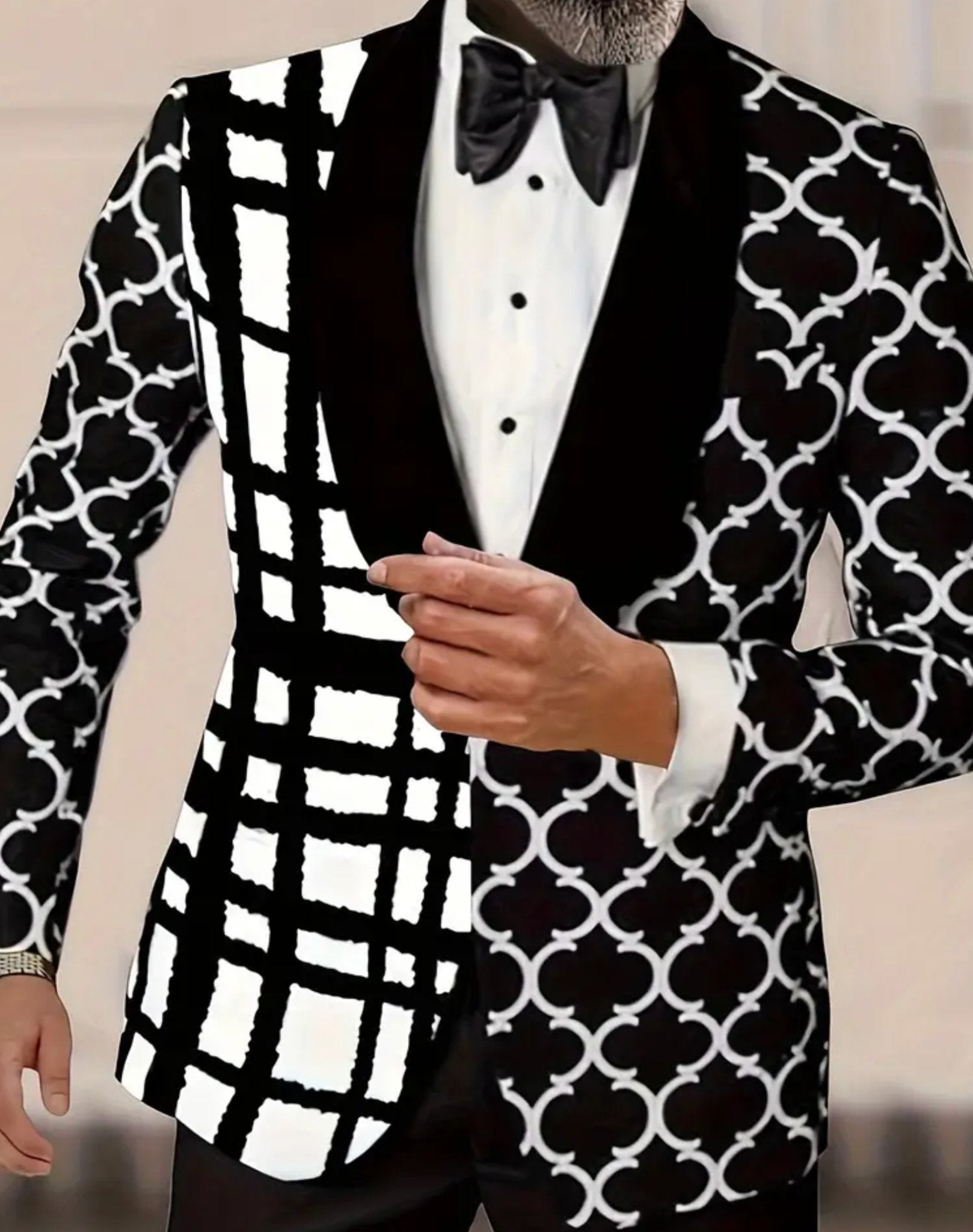Men's Striped Color Block Blazer Jacket, Casual Business Suit-LW295917 - SimonVon Shop