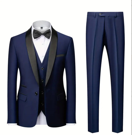 Navy Blue Men's Elegant 3pcs Suit & Lapel Collar - DV326156 - SimonVon Shop