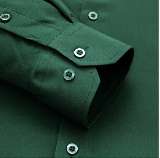 New Emerald Green Solid Stretch Men's Long Sleeve Shirt - CY - 1059 - SimonVon Shop