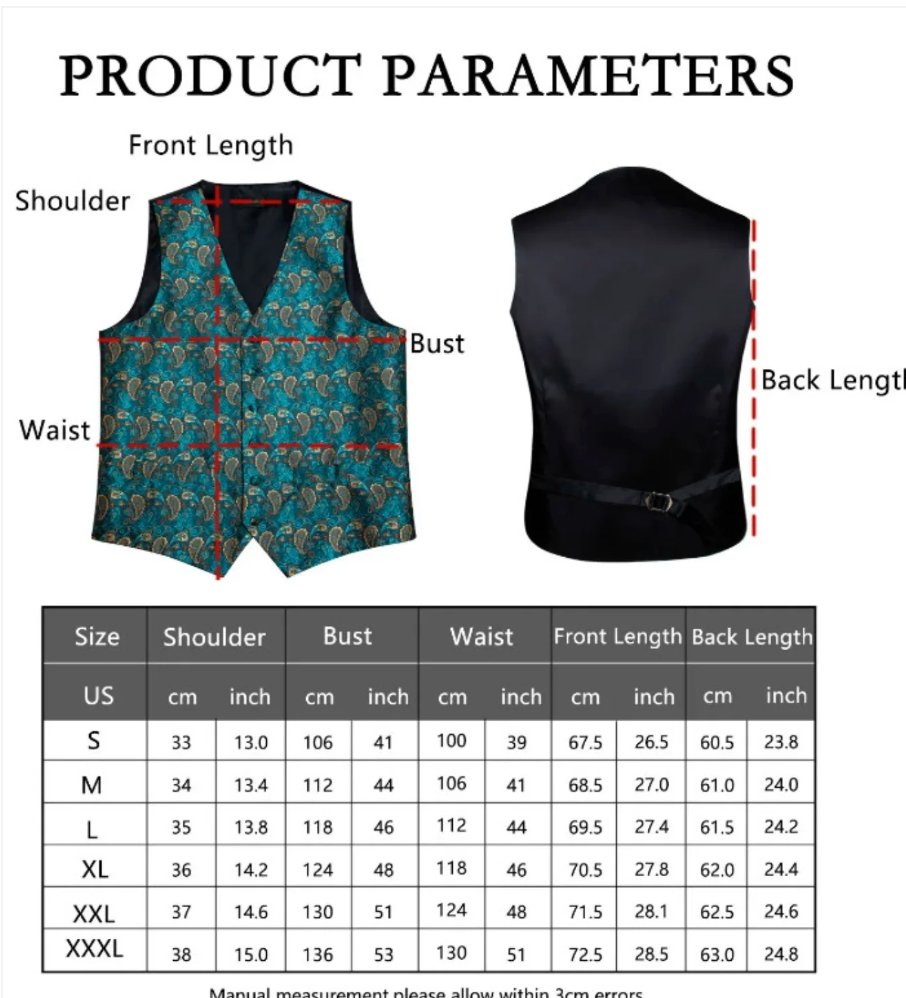 NEW GREEN PAISLEY JACQUARD SILK WAISTCOAT VEST TIE POCKET SQUARE CUFFLINKS SET - MJ - 0607 - SimonVon Shop