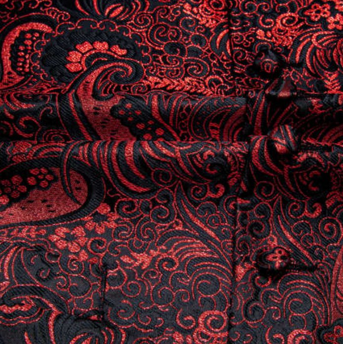 New Men's Red Black Paisley Silk Vest Necktie Pocket Square Cufflinks - MJ - 0127 - SimonVon Shop