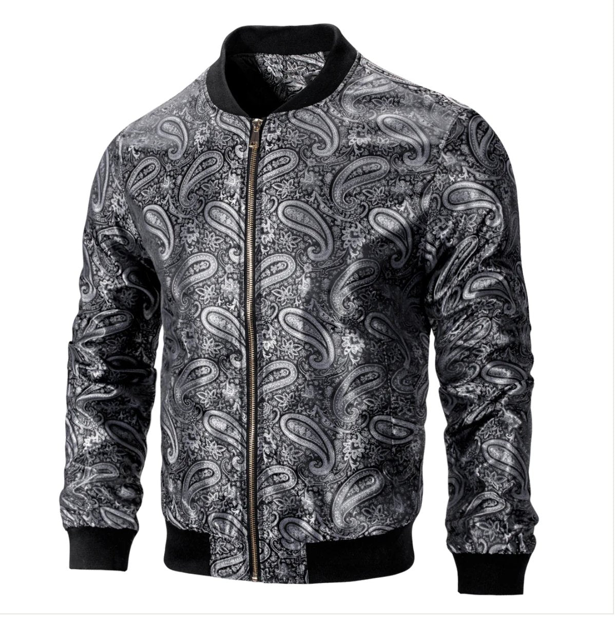 NEW SIMONVON BLACK SILVER PAISLEY MEN'S JACQUARD LIGHT CASUAL JACKET - JK - 4004 - SimonVon Shop