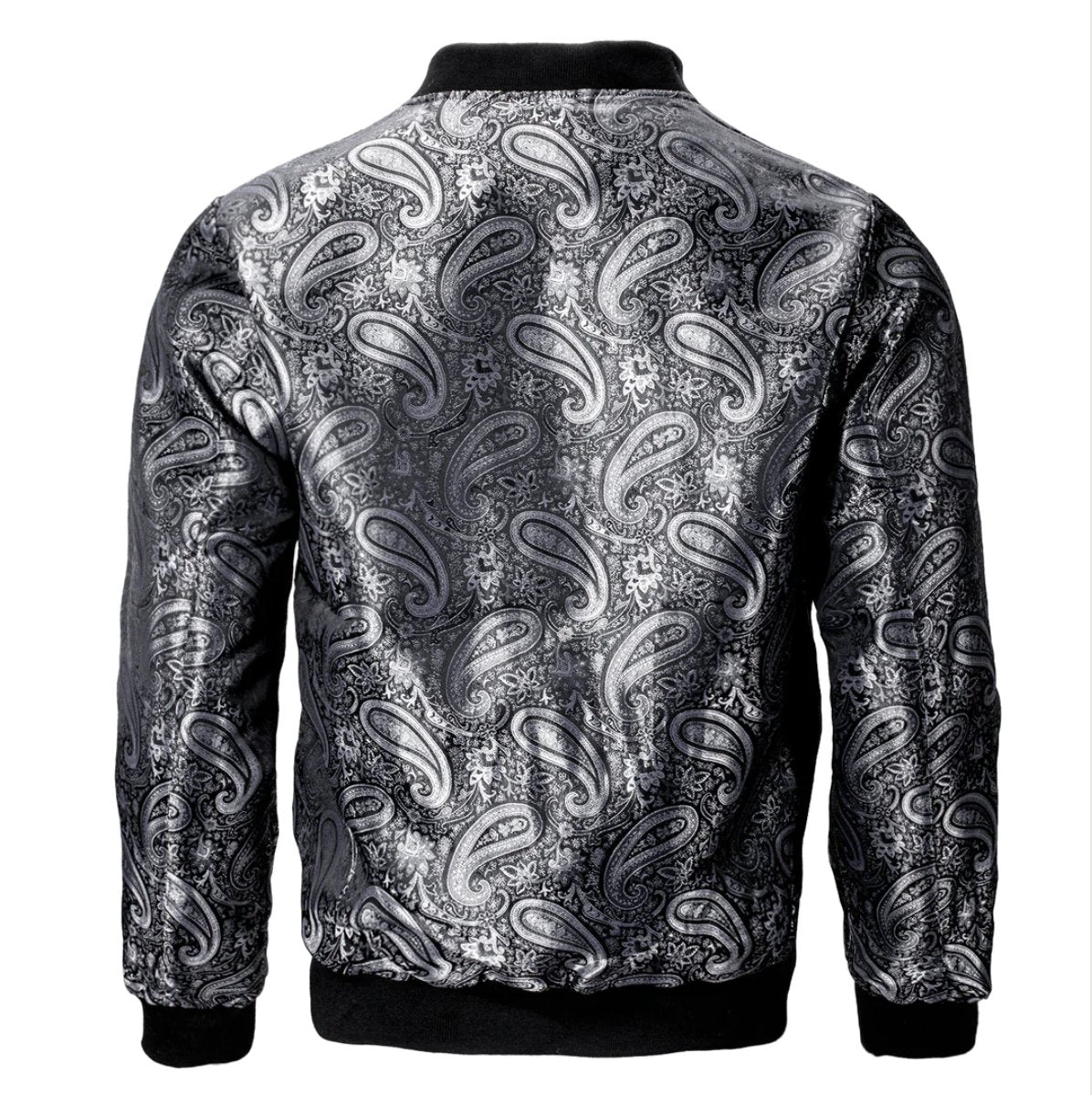 NEW SIMONVON BLACK SILVER PAISLEY MEN'S JACQUARD LIGHT CASUAL