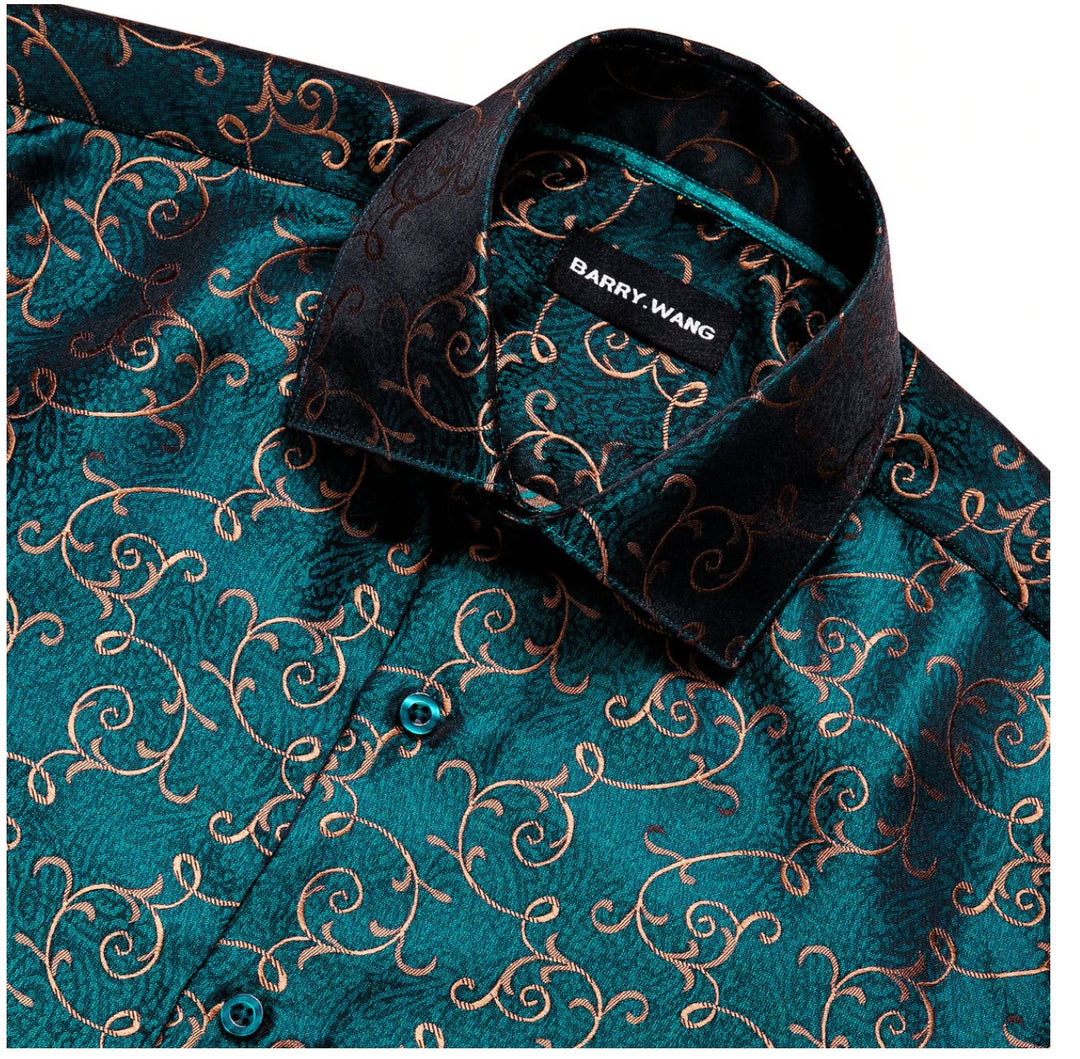 Novelty Green Floral Shirt.CY - 0023 - SimonVon Shop