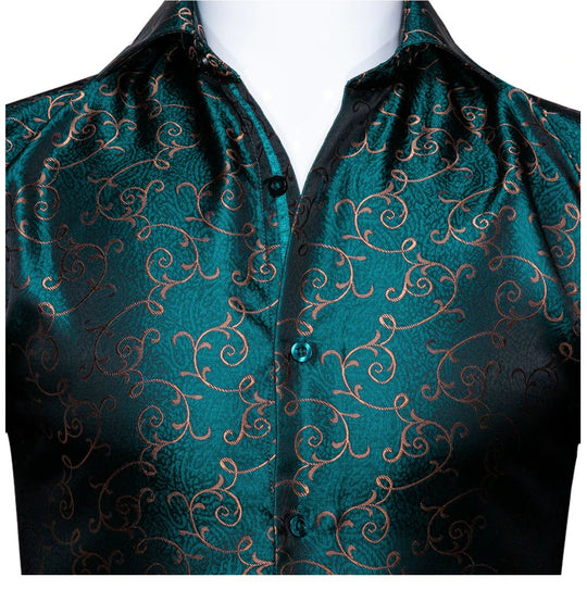 Novelty Green Floral Shirt.CY - 0023 - SimonVon Shop