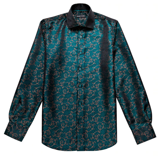 Novelty Green Floral Shirt.CY - 0023 - SimonVon Shop