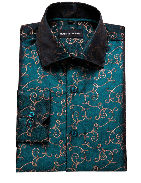 Novelty Green Floral Shirt.CY - 0023 - SimonVon Shop