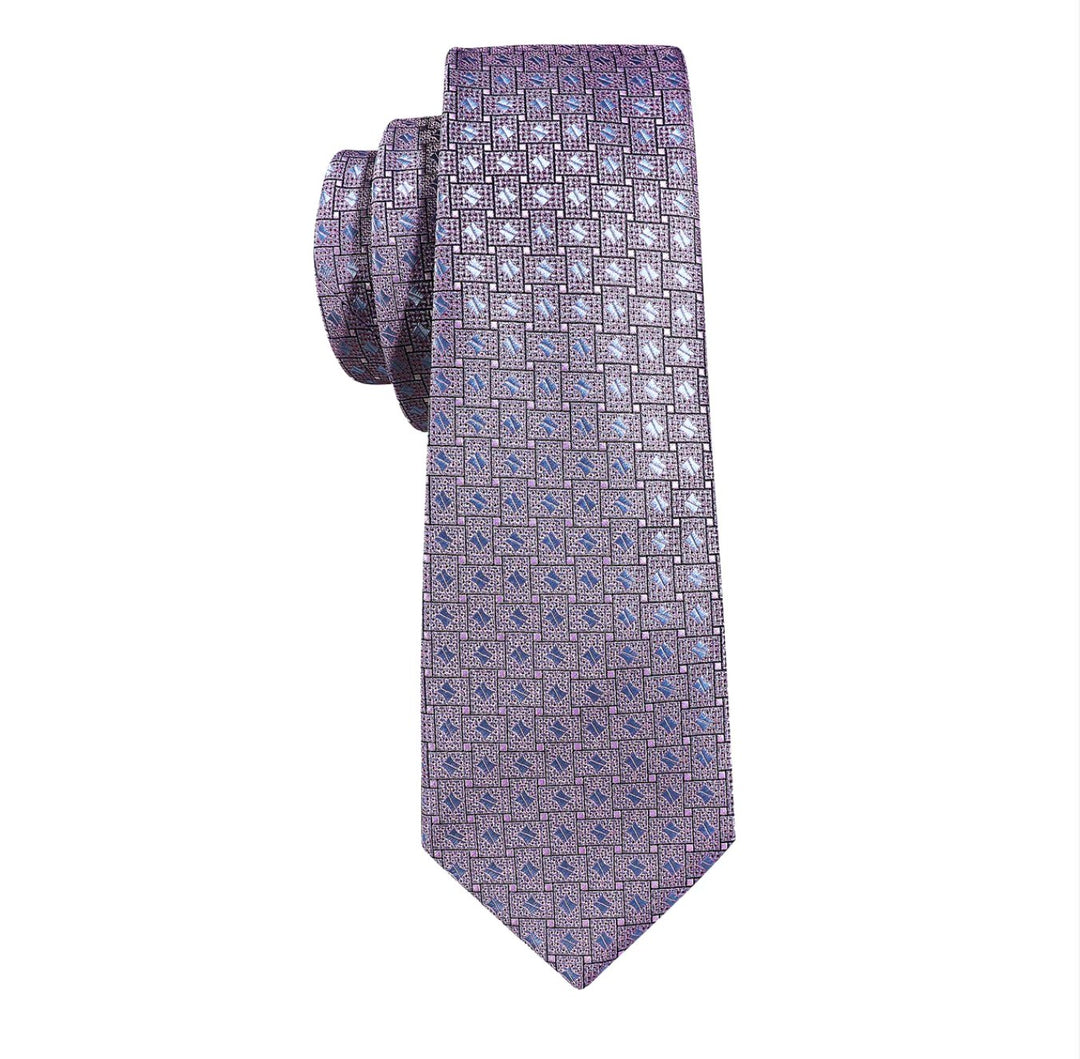 Novetly Blue Silver Silk Tie Hanky Cufflinks Set - N - 6451 - SimonVon Shop