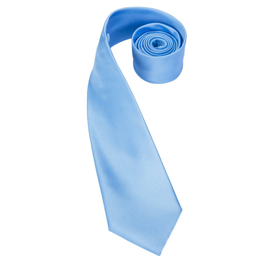 Pale Blue Solid Silk Tie Handkerchief Cufflinks Set - N - 3141 - SimonVon Shop