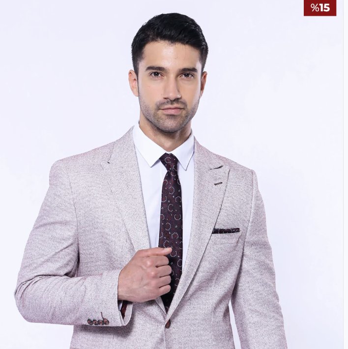 Patterned Slim-Fit Claret Red Blazer - SimonVon Shop