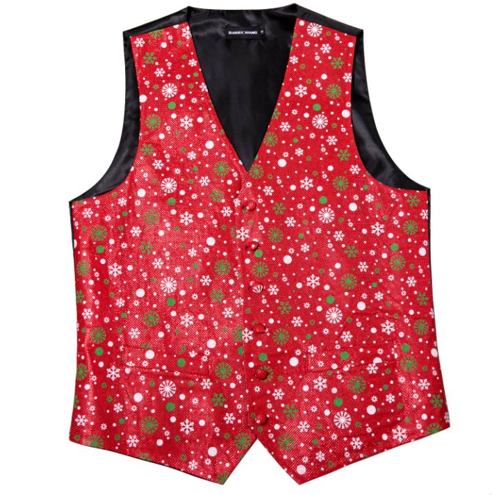 RED CHRISTMAS SILK WAISTCOAT VEST BOWTIE VEST SUIT SET - 2054 - SimonVon Shop