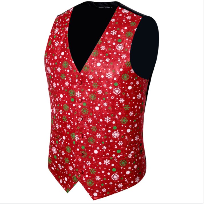 RED CHRISTMAS SILK WAISTCOAT VEST BOWTIE VEST SUIT SET - 2054 - SimonVon Shop