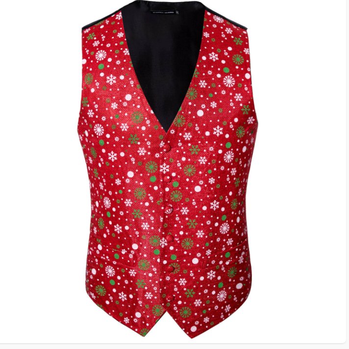 RED CHRISTMAS SILK WAISTCOAT VEST BOWTIE VEST SUIT SET - 2054 - SimonVon Shop