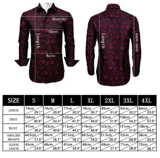 Red Paisley Silk Men's Shirt - CY - 0056 - SimonVon Shop