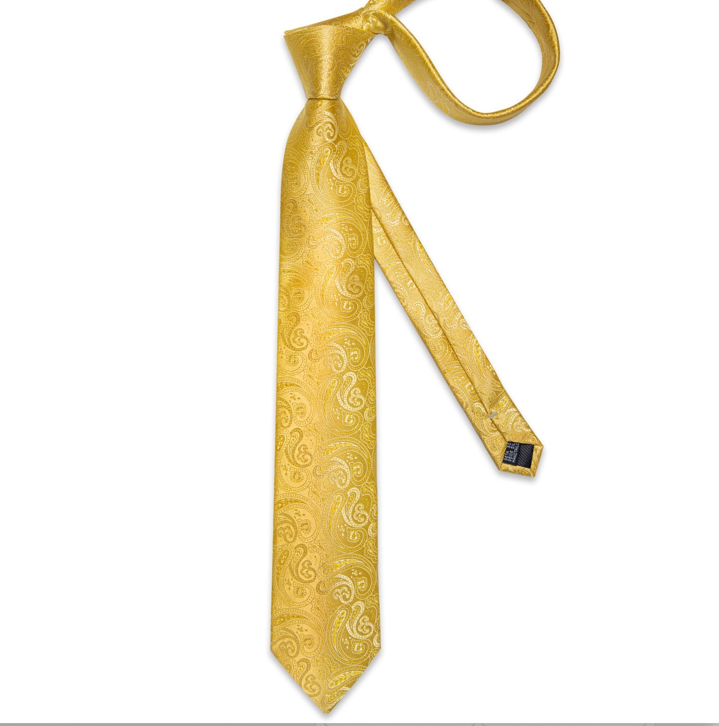 Royal Yellow Paisley Tie Pocket Square Cufflinks Set - N - 7458 - SimonVon Shop