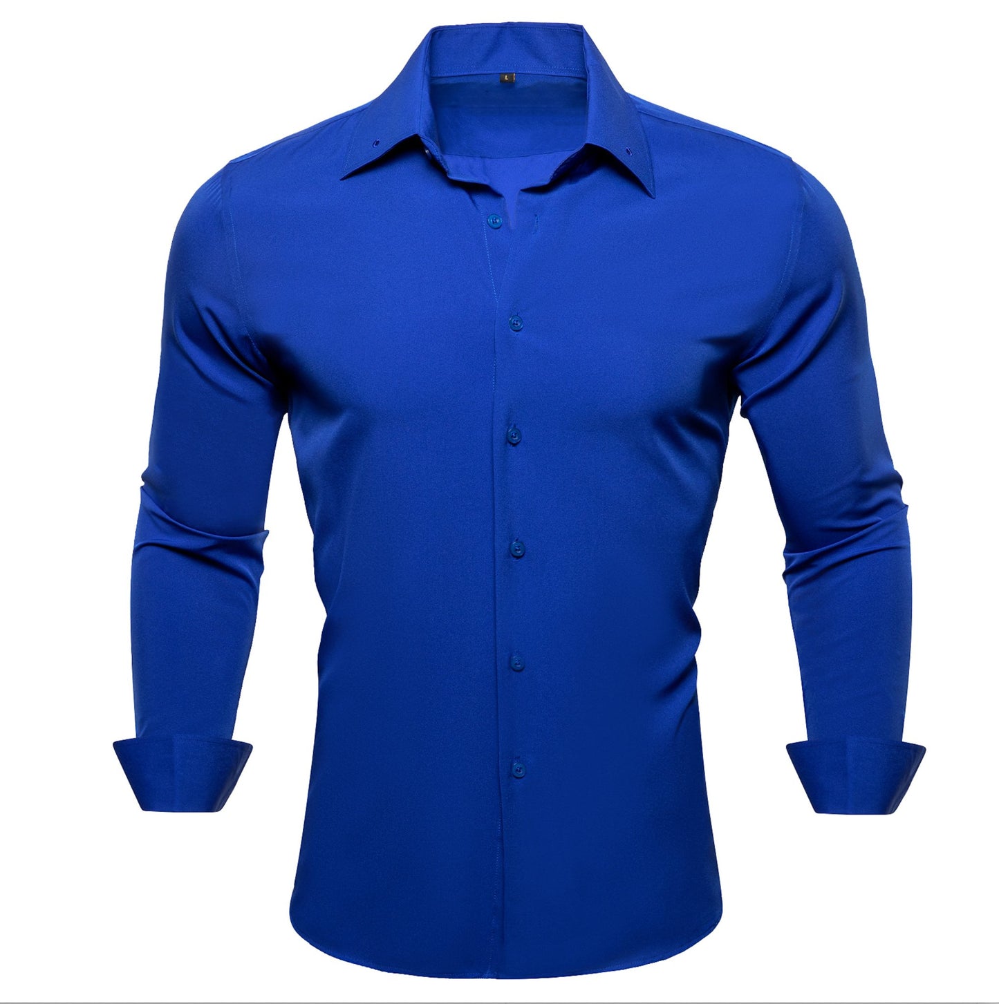 Simon .Von Blue Solid Silk Shirt - CY - 0747 - SimonVon Shop