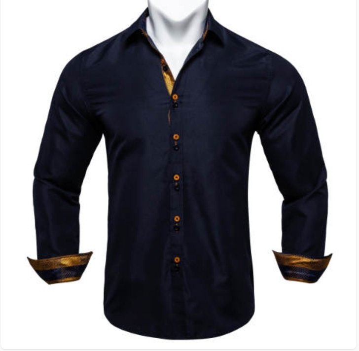 Simon Von Deep Blue Men's Shirt with contrast colored buttons unique cuffs design - CY - 2202 - SimonVon Shop