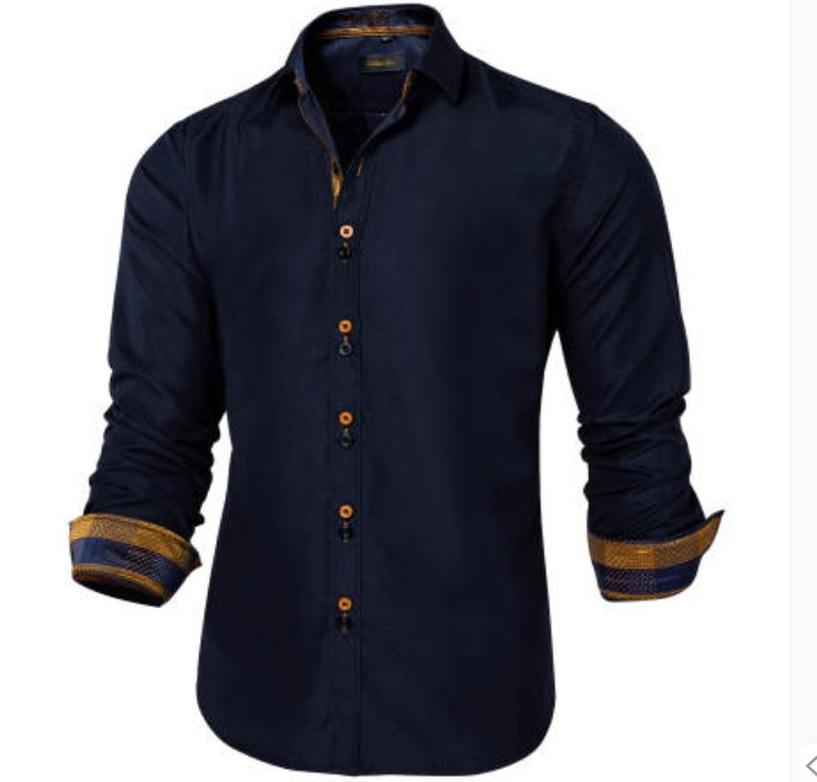 Simon Von Deep Blue Men's Shirt with contrast colored buttons unique cuffs design - CY - 2202 - SimonVon Shop