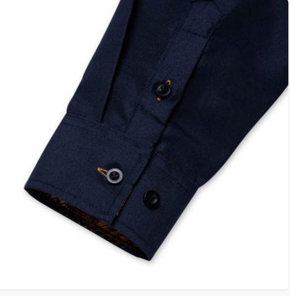 Simon Von Deep Blue Men's Shirt with contrast colored buttons unique cuffs design - CY - 2202 - SimonVon Shop