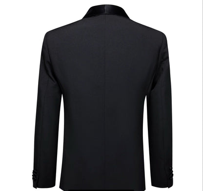 Simon Von Dress Party Black Suit Jacket Slim One Button Stylish Blazer - XX - 0044 - SimonVon Shop