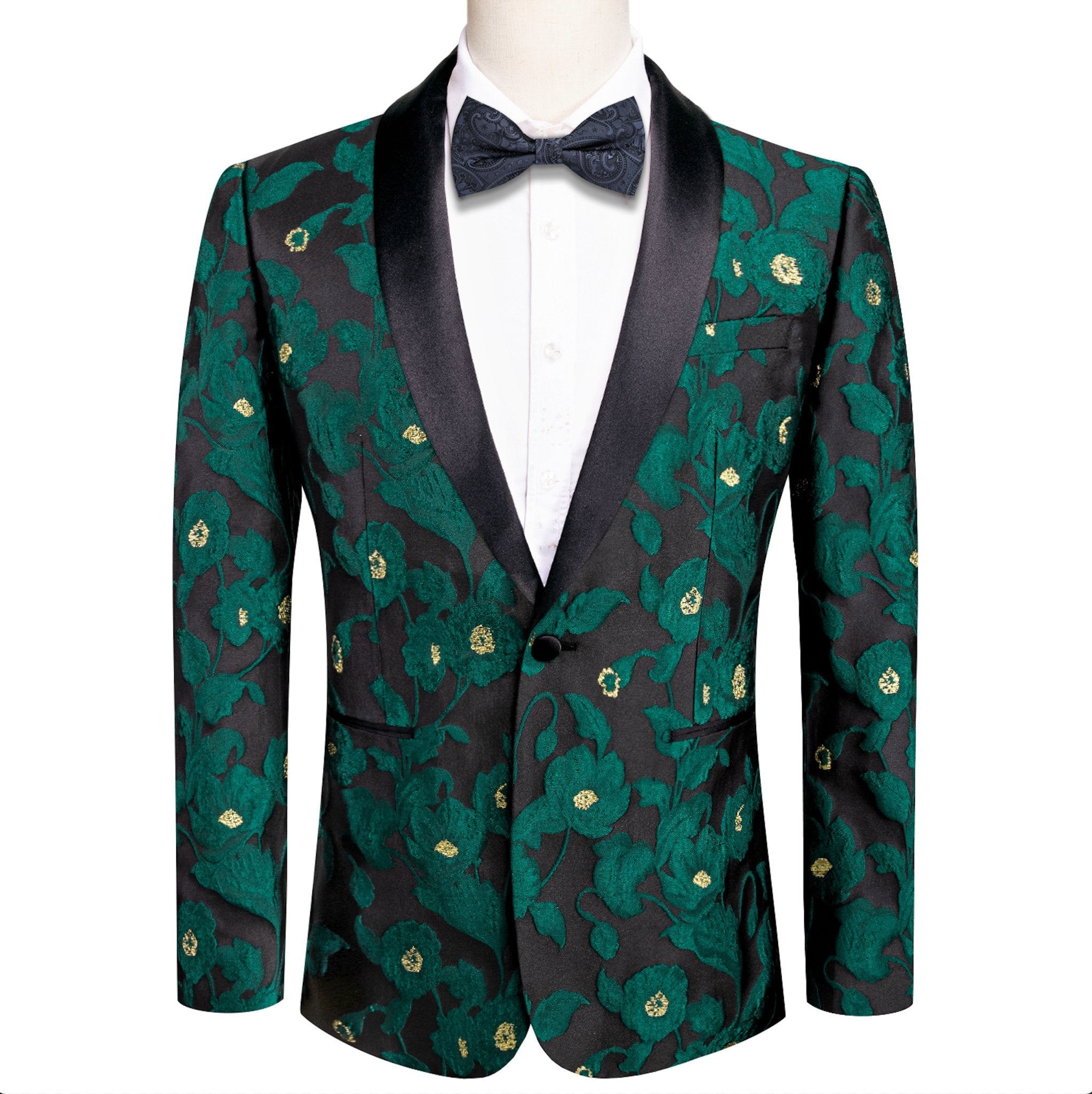 Simon Von Dress Party Green Black Suit Jacket Slim One Button Stylish Blazer-XX-1022 - SimonVon Shop
