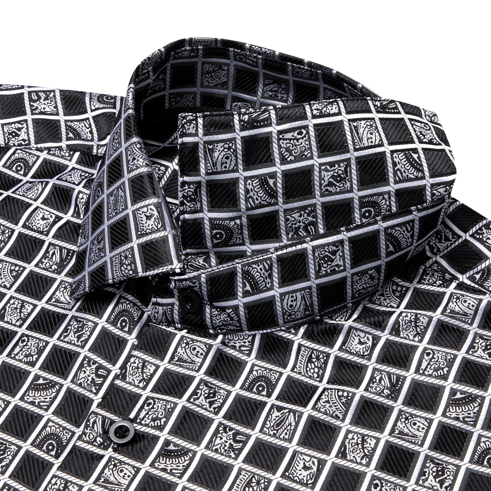 Simon Von Grey Black Plaid Men's Button Up Dress Shirt - CY - 9012 - SimonVon Shop