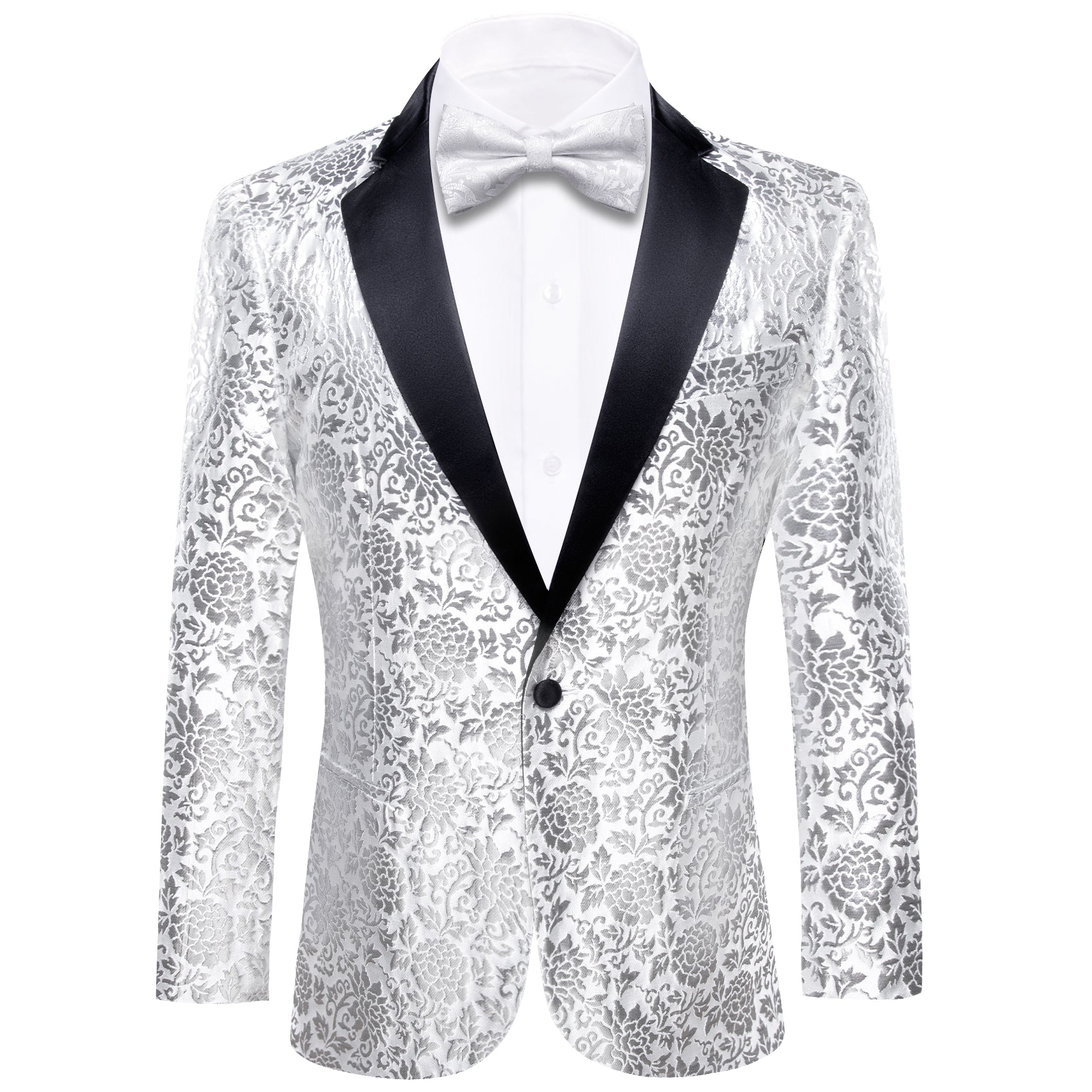 Simon Von Luxury White Grey Floral Men's Suit Blazer-XX-0110 - SimonVon Shop