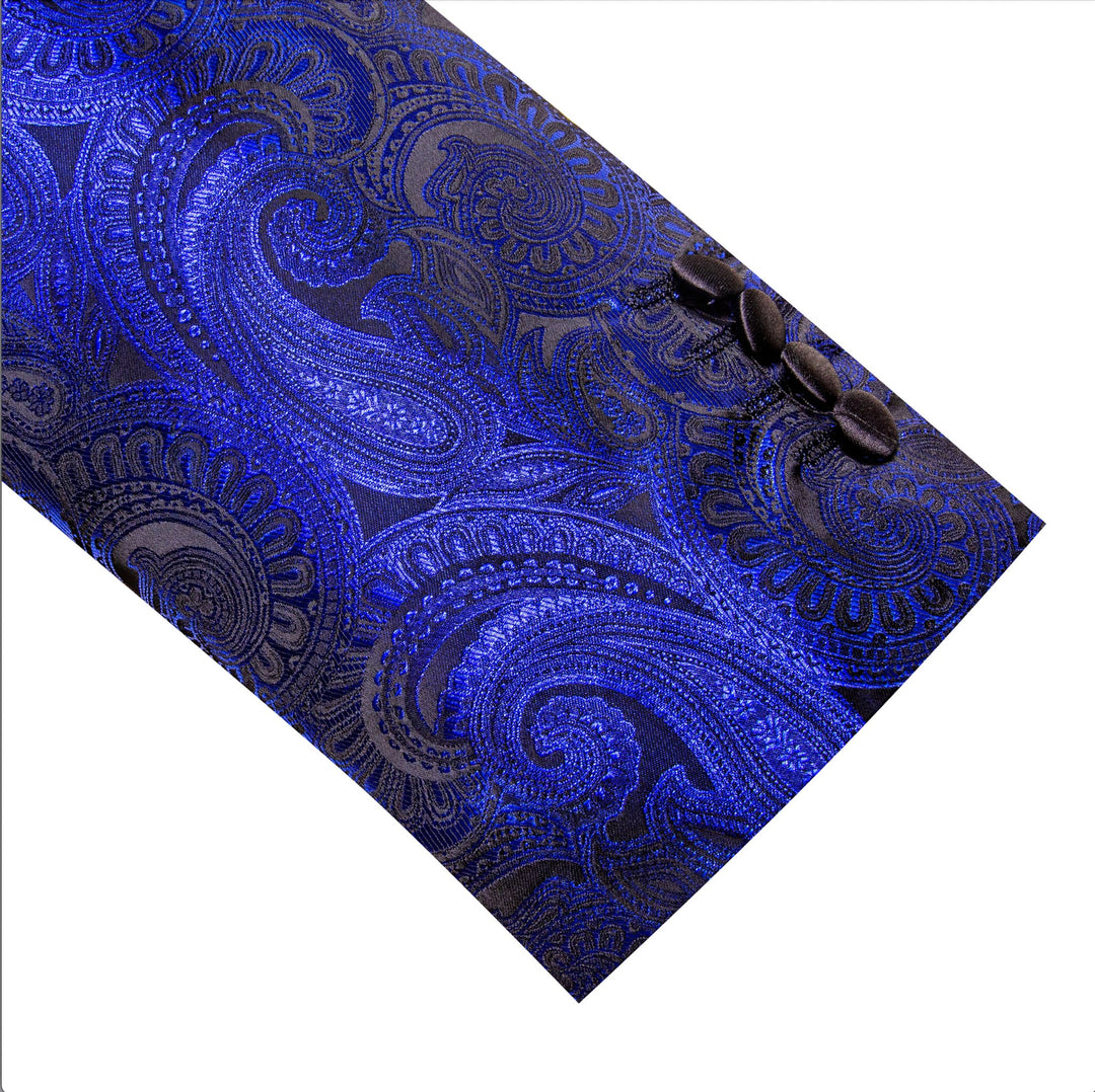 Simon Von Men's Dress Party Cobalt Blue Floral Suit Jacket Slim One Button Stylish Blazer - XX - 0018 - SimonVon Shop
