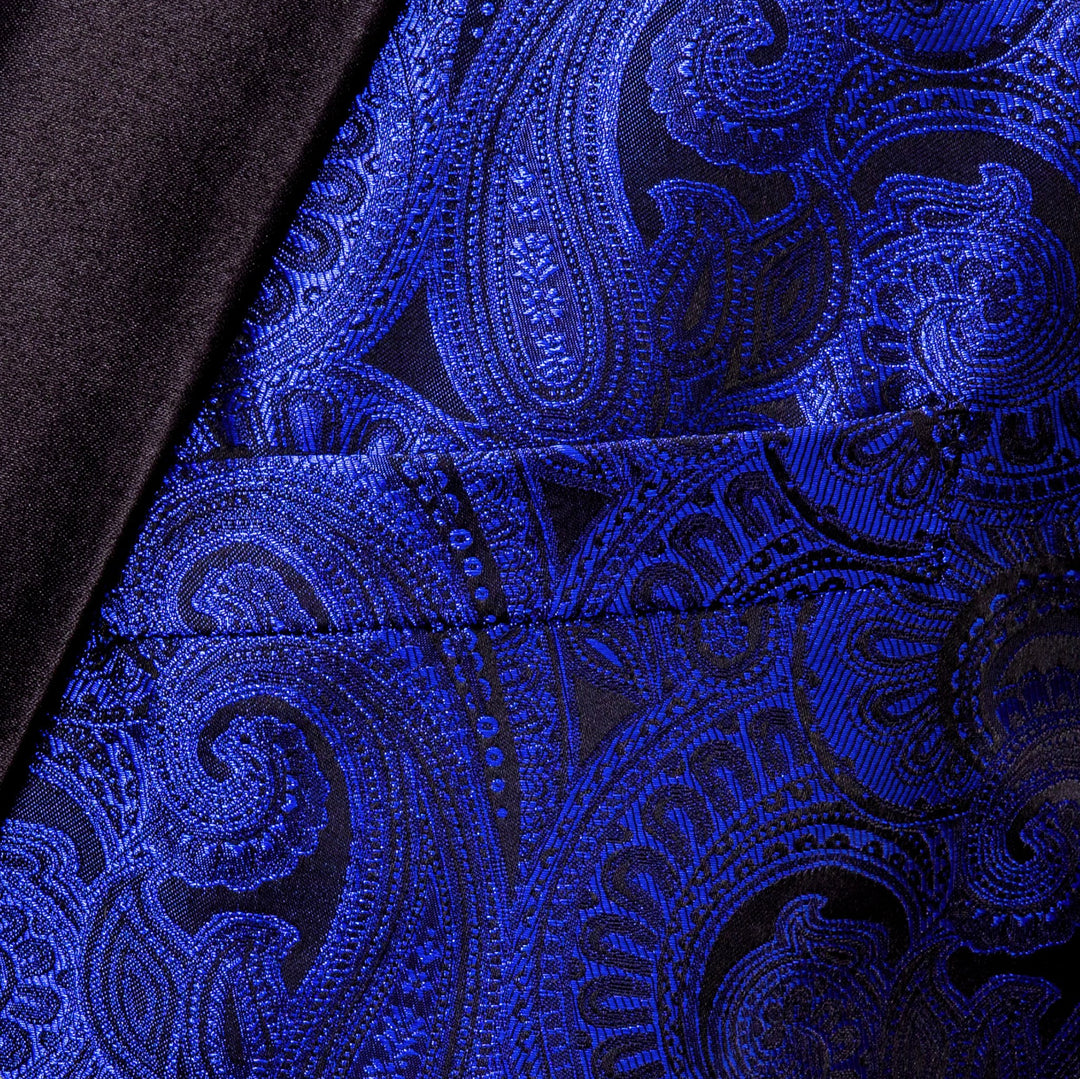 Simon Von Men's Dress Party Cobalt Blue Floral Suit Jacket Slim One Button Stylish Blazer - XX - 0018 - SimonVon Shop