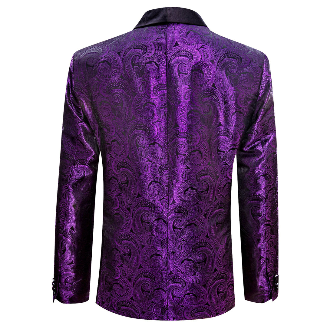 Simon Von Men's Dress Party Purple Floral Suit Jacket Slim One Button Stylish Blazer - XX - 0023 - SimonVon Shop