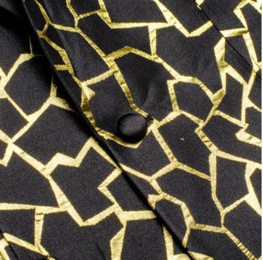 Simon Von Men's Gold Black Paisley Jacquard Blazer Elegant Banquet Wedding Jacket - XX - 1011 - SimonVon Shop