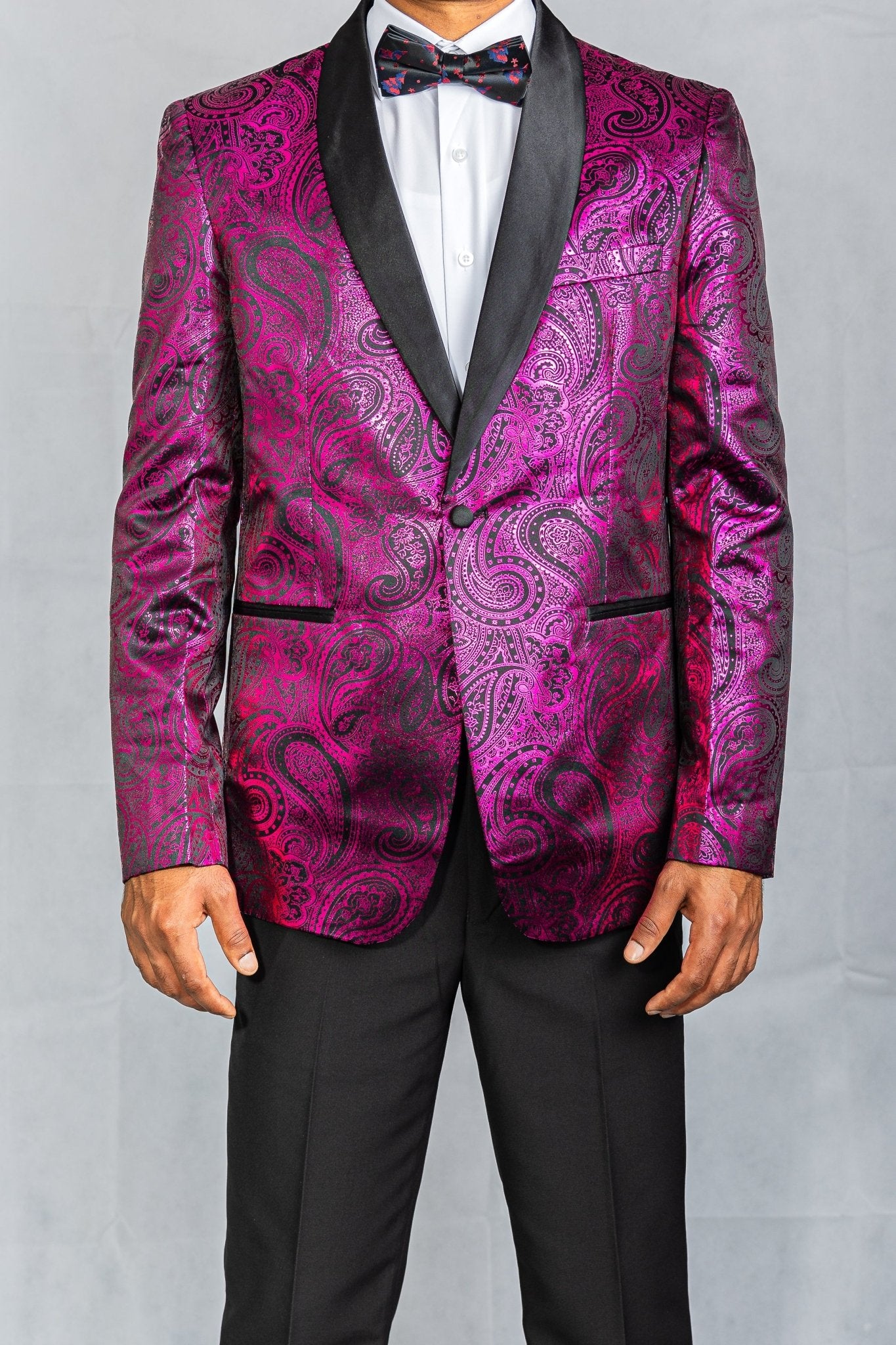 Simon Von Men's Shawl Collar Suit Byzantine Purple Paisley Silk Mens Slim Fit Business Suit XX - 4011 - SimonVon Shop