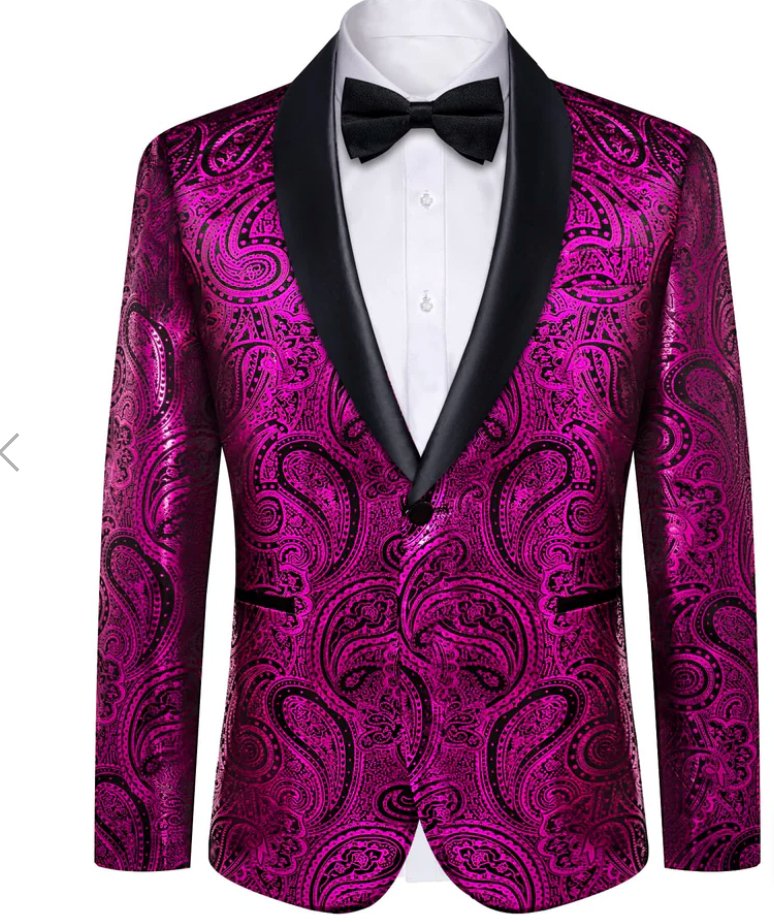 Simon Von Men's Shawl Collar Suit Byzantine Purple Paisley Silk Mens Slim Fit Business Suit XX - 4011 - SimonVon Shop