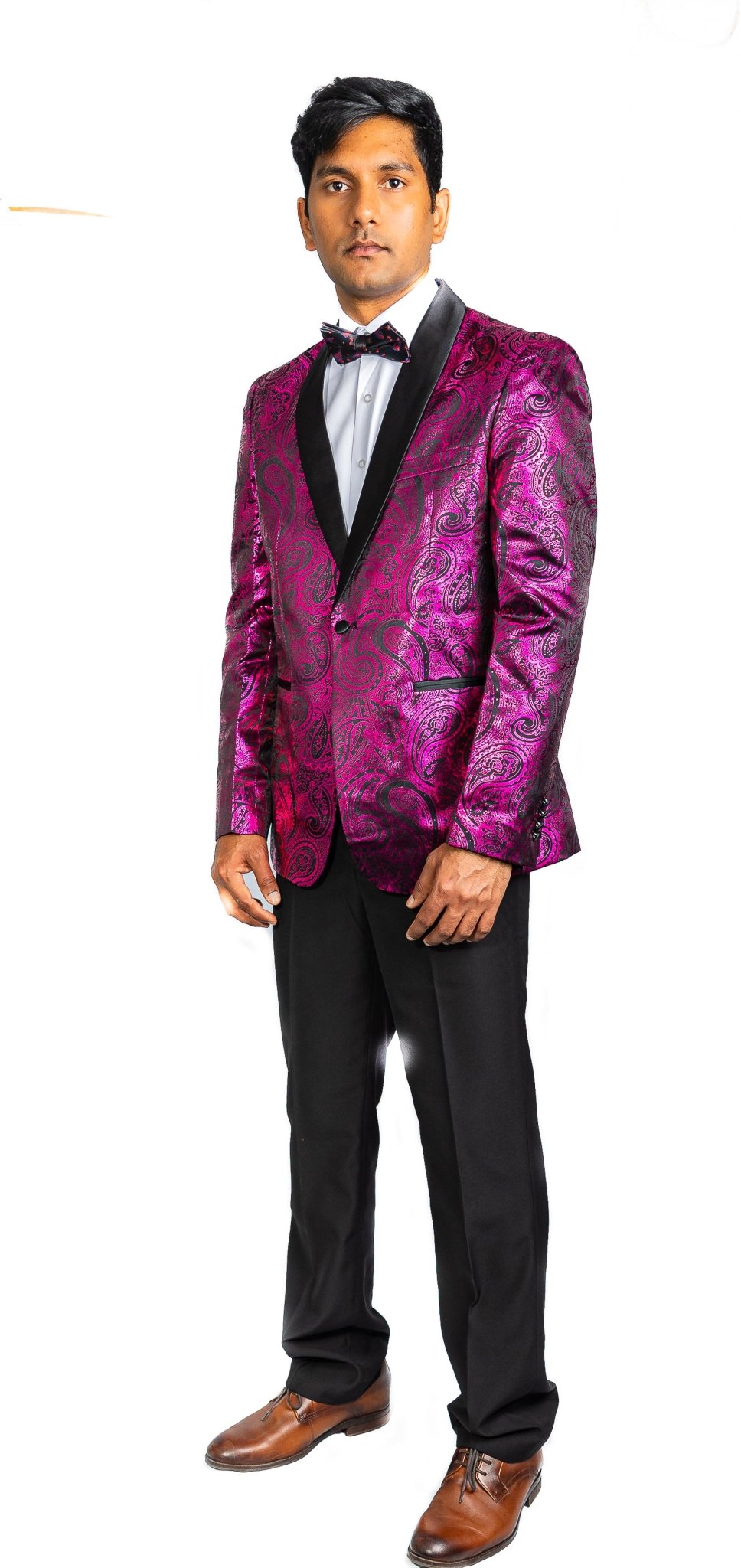 Simon Von Men's Shawl Collar Suit Byzantine Purple Paisley Silk Mens Slim Fit Business Suit XX - 4011 - SimonVon Shop