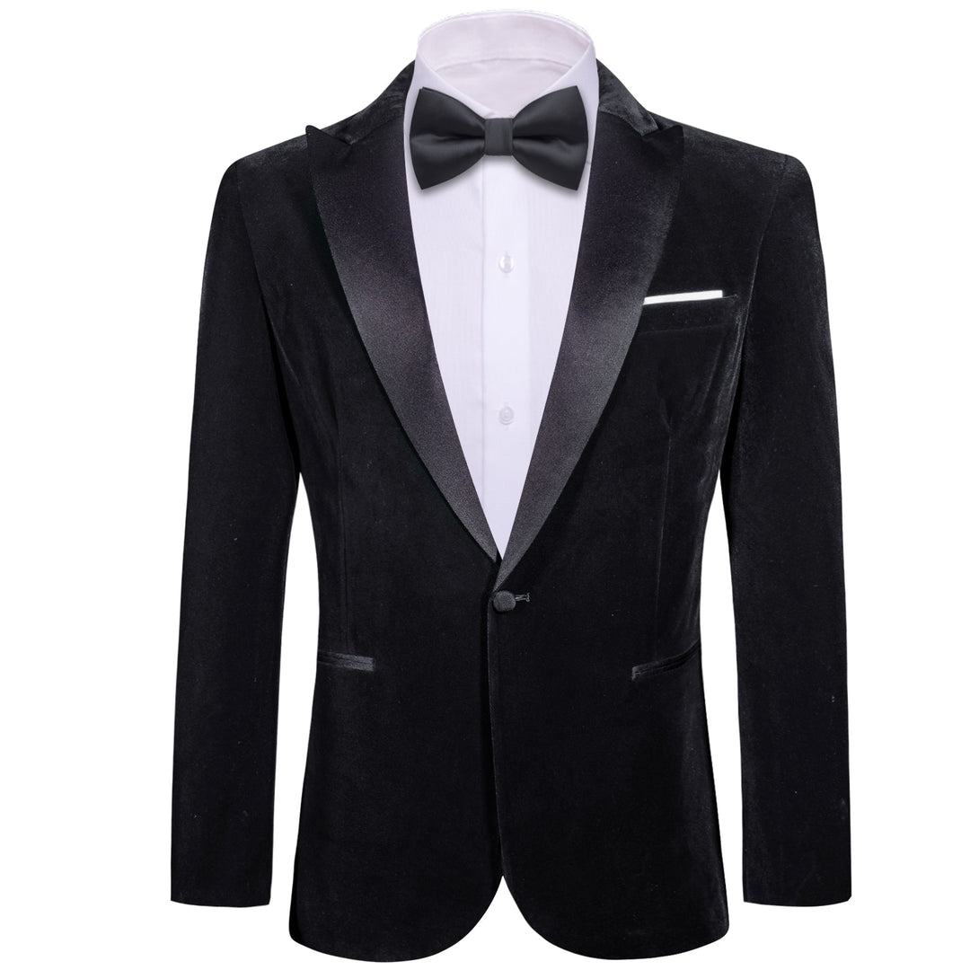 Simon Von Men's Suit Classic Black Solid Silk Peak Collar Blazer Suit - XX - 0059 - SimonVon Shop