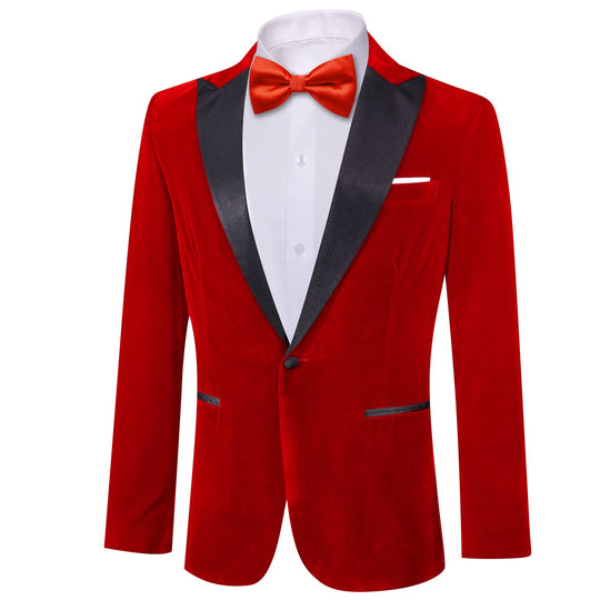 Simon Von Men's Suit Fire Brick Red Solid Silk Peak Collar Blazer Suit - XX - 0058 - SimonVon Shop