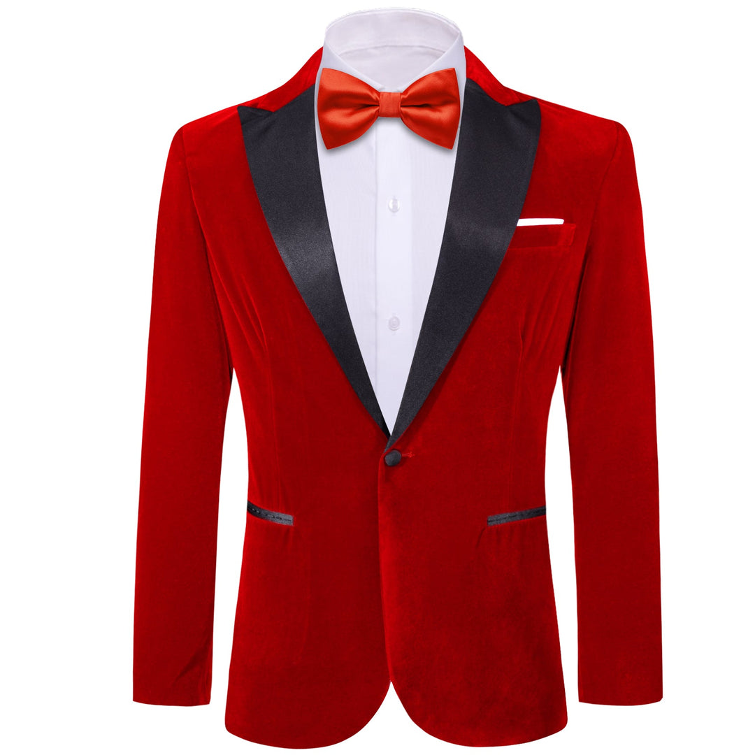 Simon Von Men's Suit Fire Brick Red Solid Silk Peak Collar Blazer Suit - XX - 0058 - SimonVon Shop