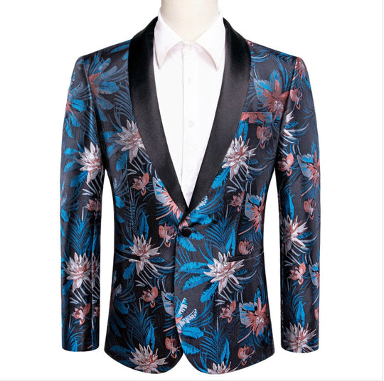 Simon Von New Luxury Blue Pink White Floral Men's Blazer - XX - 1006 - SimonVon Shop