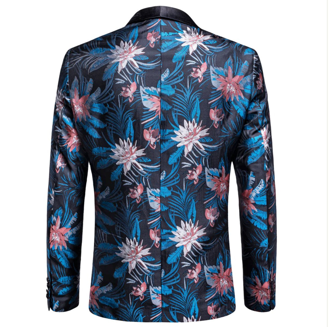 Simon Von New Luxury Blue Pink White Floral Men's Blazer - XX - 1006 - SimonVon Shop