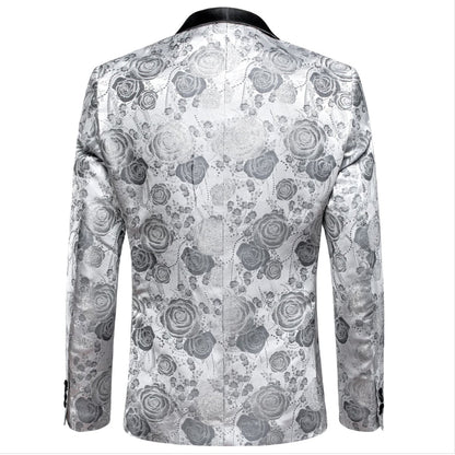 Simon Von New Luxury Grey White Floral Men's Blazer - XX - 1007 - SimonVon Shop